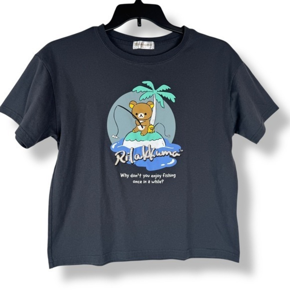 Rilakkuma Fishing Graphic T‎ Shirt Size Large San-X Japanese Anime Kawaii Manga